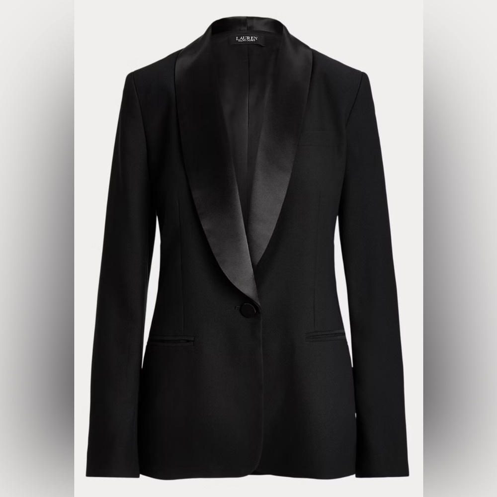 Lauren Ralph Lauren Satin-Trim Crepe Blazer